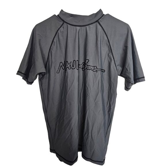 Maui and Sons Rash Guard Gray Short Sleeve Swimwear Swim Top Men M UPF 50+ - Picture 1 of 7